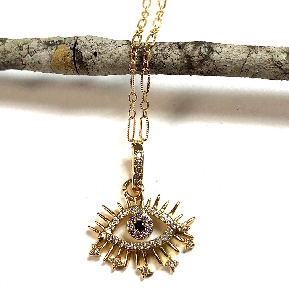 Evil Eye Necklace, Hamsa, Protection, Minimalist